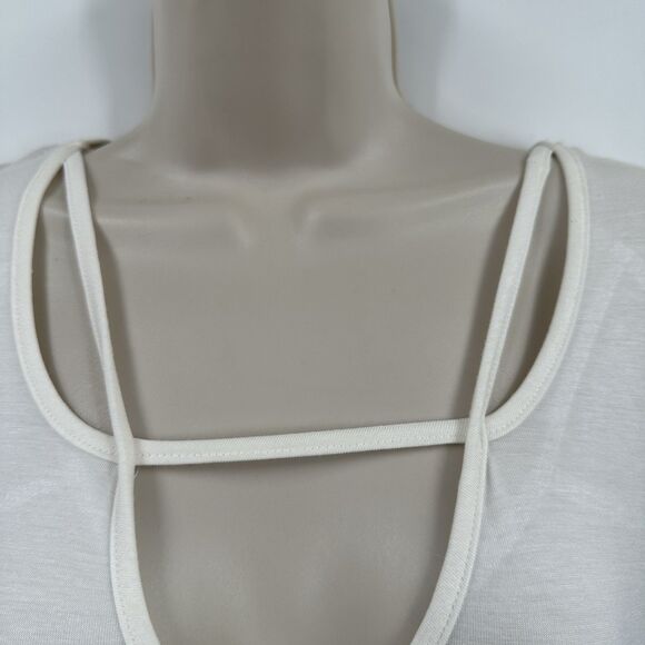 Buckle Jersey Knit Tunic Top Small Cream Casual Short Sleeve Cut out NWT - Picture 2 of 8